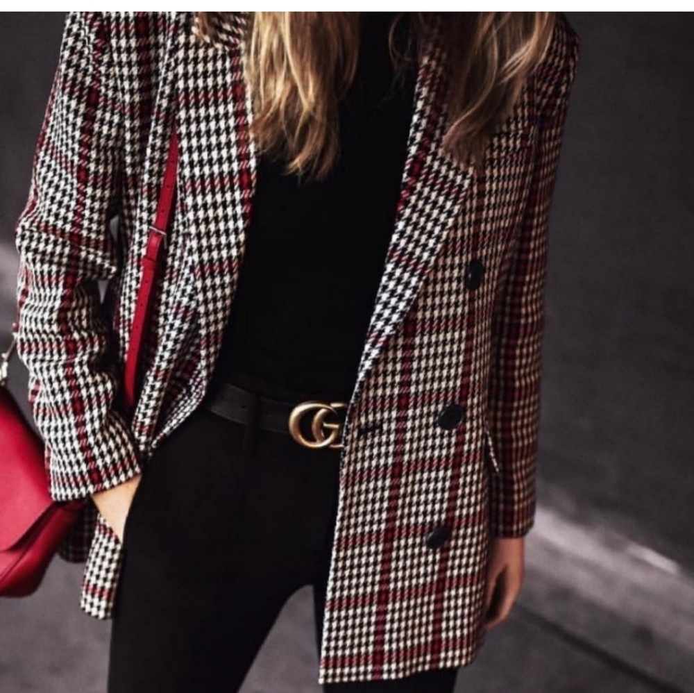 Stylish Women's Houndstooth Blazer